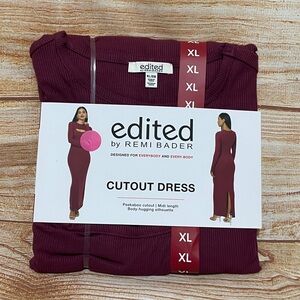 Edited Burgundy Long Sleeve Cutout Bodycon Dress Various‎
